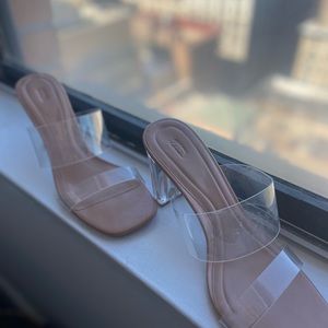 Clear Nude Heeled Sandals, Zara.